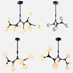 Nordic Black Glass Ball Ceiling Chandelier for Living Room Kitchen Bedroom Dining Home Décor