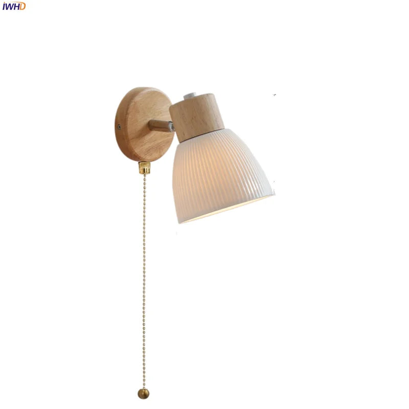 Ceramic Wood Wall Light Fixture, Modern Nordic LED Sconce Bedside Lamp