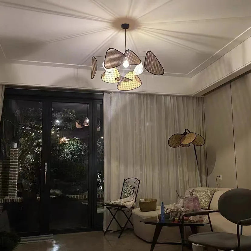 Rattan Ceiling Chandelier Pendant Light for Living Dining Bedroom