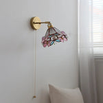 Copper Butterfly Glass Wall Light Fixture Up Down Rotate LED Bedside Lamp