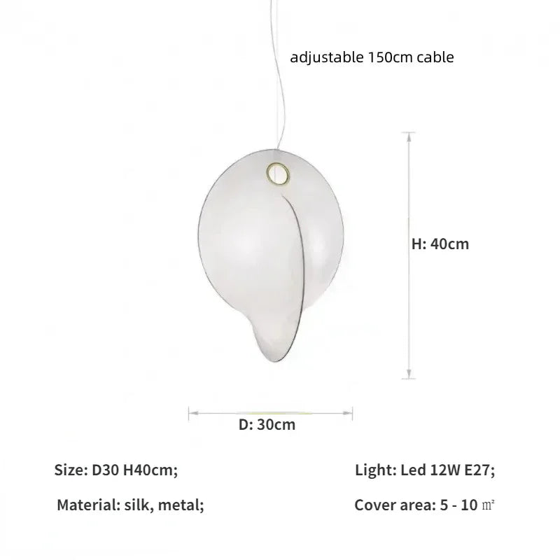 Nordic Silk Chandelier Pendant Lights for Foyer Bedroom Bar, LED Droplight Fixtures