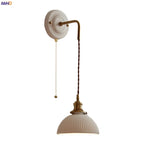 Afralia™ Ceramic Canopy LED Wall Lamp Copper Arm Modern Home Decor Applique Murale