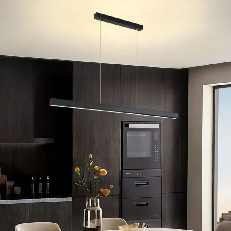 Modern Straight Pendant LED Light - Minimalist Painted Aluminium Chandelier