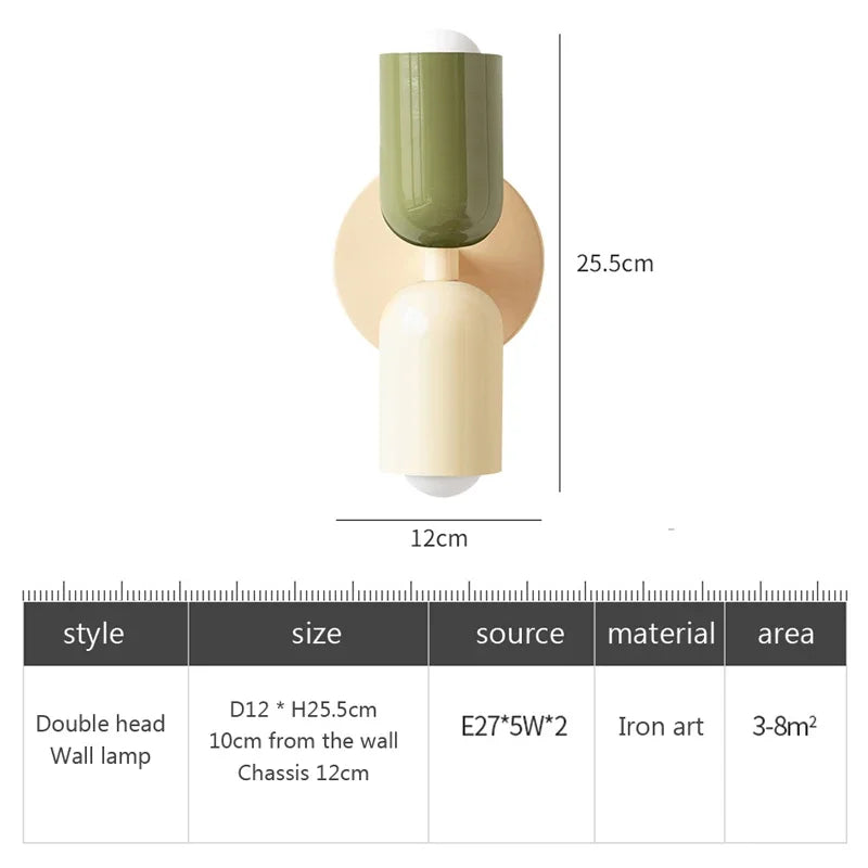 Nordic Double Heads Wall Lamp - Modern LED Cream Wind Style Wall Light