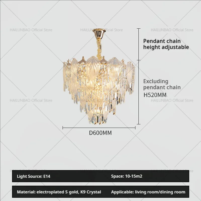 French Crystal Chandelier Cream Wind Lighting Elegant Luxury Lights