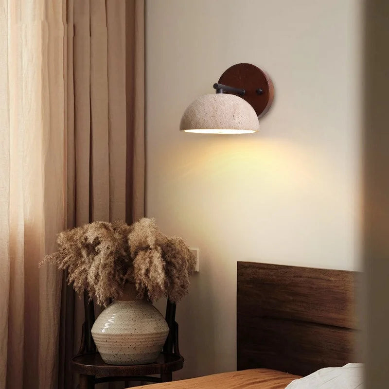 Canopy LED Wall Light Yellow Travertine Modern Iron Bedside Lamp