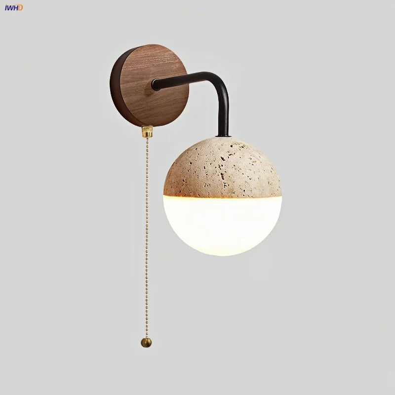 Yellow Travertine LED Wall Lights Pull Chain Nordic Modern Stair Light