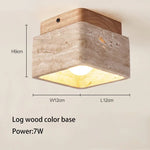 Travertine Stone Ceiling Lamp with E27 LED Bulb for Living Room