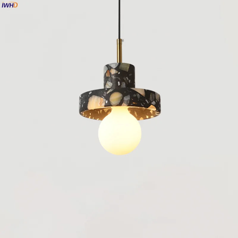 Afralia™ Terrazzo LED Pendant Light: Modern Nordic Hanging Lamp for Bedroom, Living, Dining Room