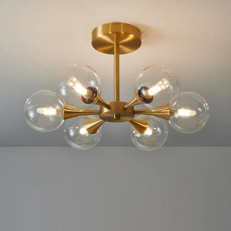 Glass Ball Chandelier Pendant Light Fixture for Living Dining Bedroom