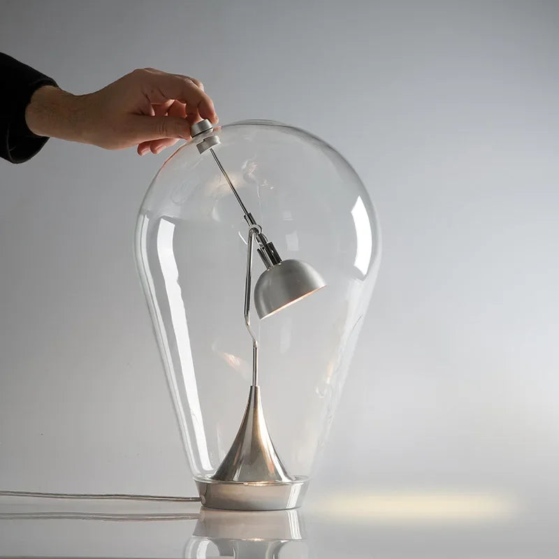 Glass Desk Lamp: Italian Vintage Dimmable Rotary Table Light