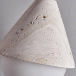 White Glass LED Pendant Light Fixture - Nordic Modern Yellow Travertine Hanging Lamp