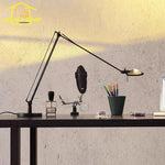 Industrial Black/Chrome LED Rocker Arm Desk Light with Adjustable Arm