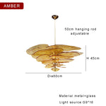 Amber Glass Ceiling Chandelier for Elegant Living Room Decor.