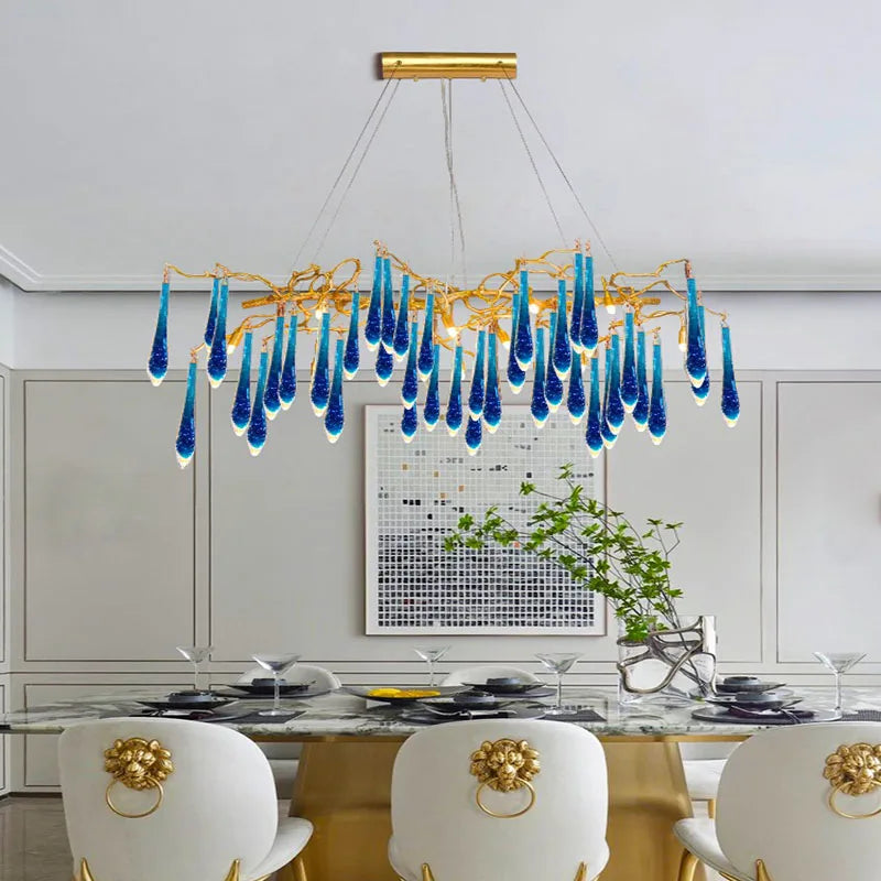 Art Deco Blue Queen Crystal Chandelier for Living Room