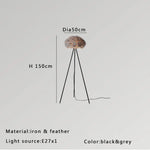 Feather White Grey Floor Lamp Minimalist Standard Light Living Room Shop Bedside Standing Lamps