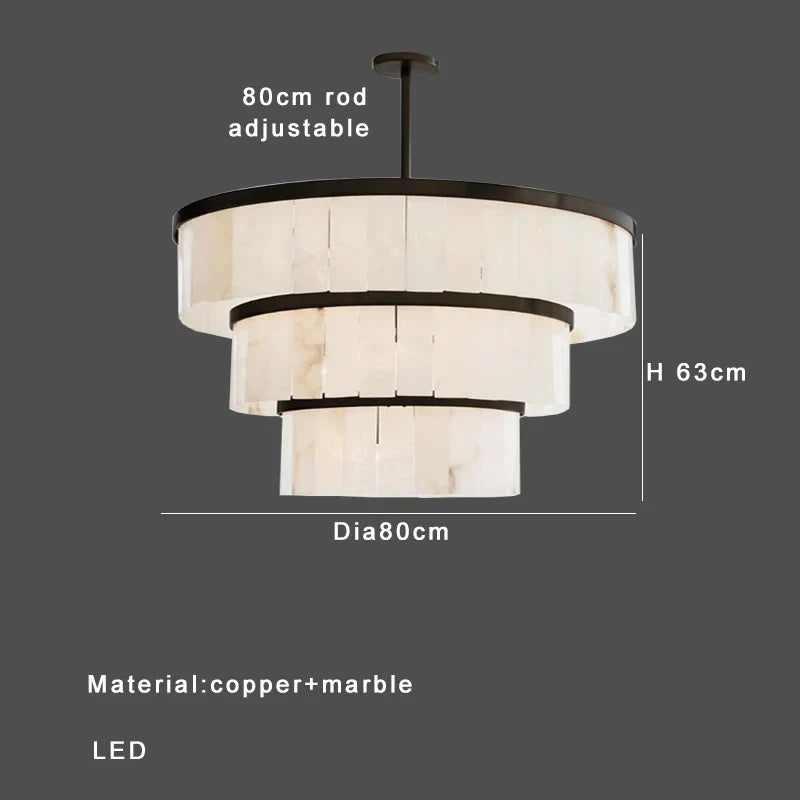 Round Marble Chandelier Ceiling Light Fixture for Kitchen Dining Room