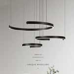 Black LED Chandelier Pendant Light for Foyer Stairs Bar, Minimalist Indoor Hanging Lamp