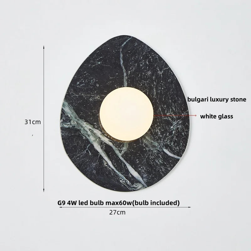 Wabi Sabi LED Wall Light Fixture Stone White Glass Wall Sconce