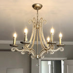 Crystal LED Chandelier: French Living Room Retro E14 Pendant Light for Home Decor