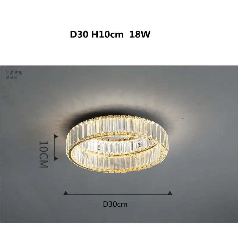 Gold Steel LED Dimmable Ceiling Lights Luxury Crystal Fixture