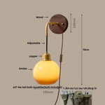 Walnut Wood LED Wall Sconce with Pull Chain Switch for Home Lighting
