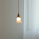 White Glass LED Pendant Lamp Copper Hanging Light Nordic Modern