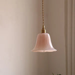 Afralia™ Pink Flower Glass LED Pendant Light Fixture, Modern Nordic Decor