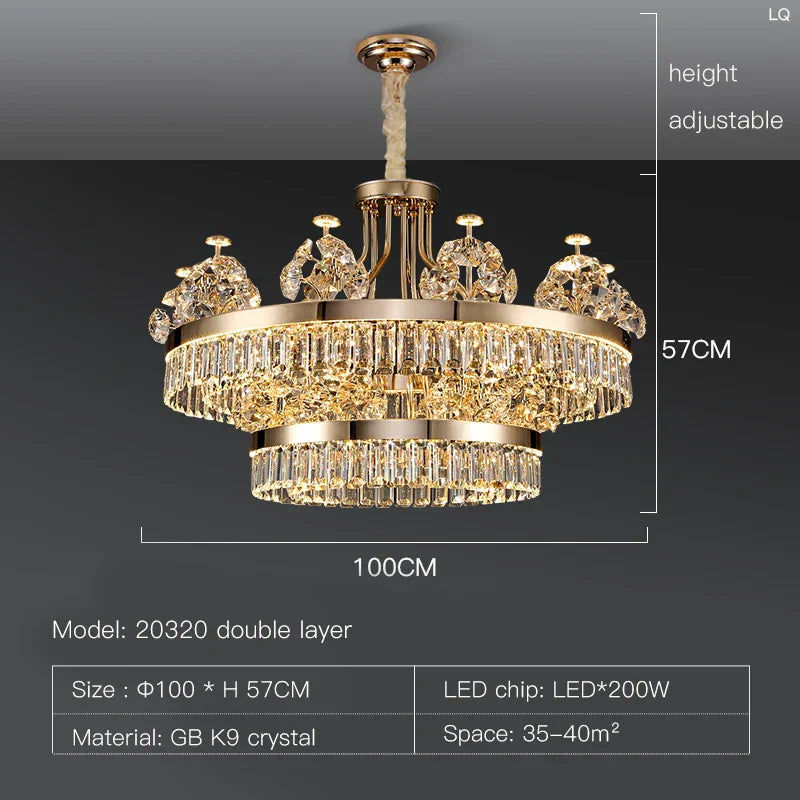 Crystal Chandelier: Postmodern Light Luxury Double-Layer Pendant for Home Living Room