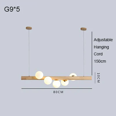 Burly Wood Walnut Glass Pendant Light for Living Room Bar Foyer