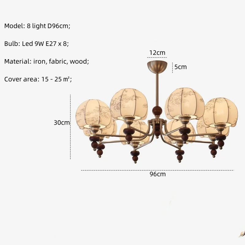 Afralia™ Wood Chandelier Wabi Sabi Pendant Lights Living Room LED Luminarias