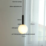 Amber Glass LED Pendant Light - Modern Nordic Design with Iron Base