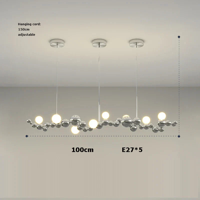 Dimmable LED Hanging Pendant Light for Living Room - Gold Silver Luminaire