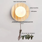 Wood Rotate LED Wall Lights with White Glass Ball for Living Room
