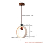 Wood Stone LED Hanging Lamp Modern Pendant Lighting for Living Room