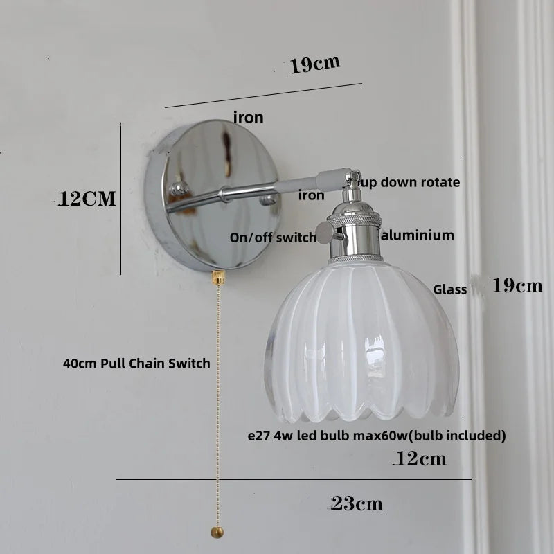 Clear Glass Iron Wall Lamp - Dual Light Up Down Rotate for Home Décor