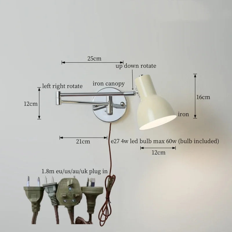 Black Iron LED Wall Sconce for Home Decor - Modern Nordic Style