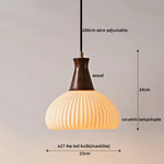 Wood Ceramic LED Pendant Chandelier for Dining Room Bedroom Kitchen Lighting