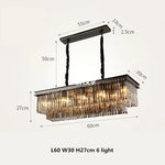 Gold Black Metal Crystal Pendant Lights Chain Hanging LED Suspension Lamp Fixtures