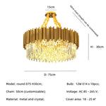 Gold Crystal LED Pendant Lights for Dining Room - Stunning Indoor Suspension Fixtures