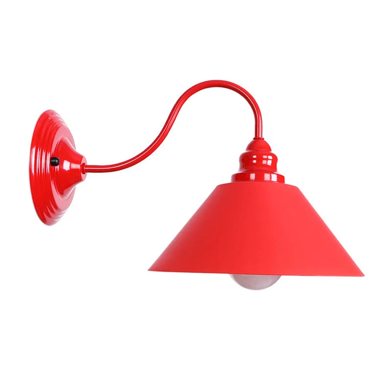 Afralia™ Edison Red LED Wall Lights - Iron Industrial Vintage Bedside Lamp