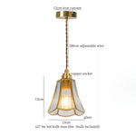 Brass Amber Glass LED Pendant Light for Restaurant Bedside Kitchen Loft Bar