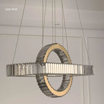 Afralia™ Oval Chrome Gold Steel LED Pendant Lights with Crystals - Dimmable Dining Room Hanging Lamp