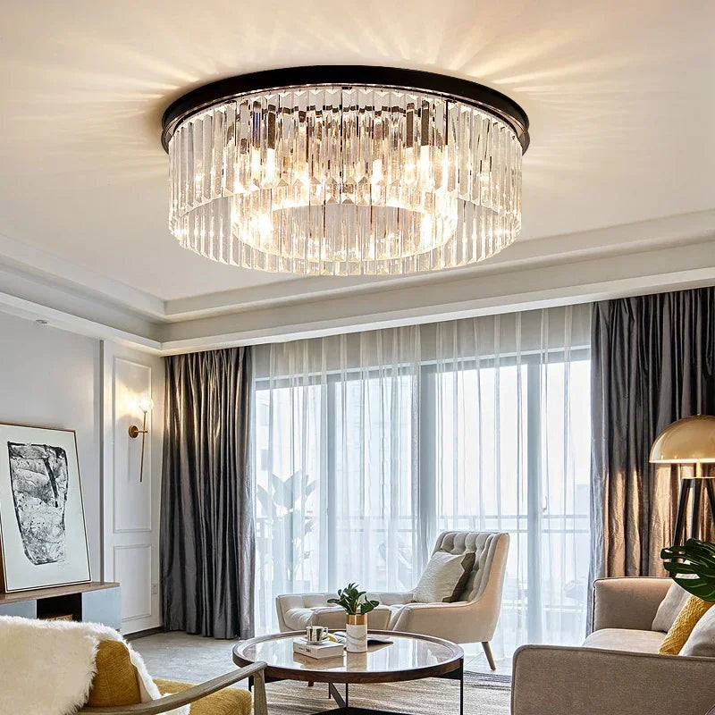 Metal Crystal Pendant Light Chandelier for Living Room, LED Hanging Lamp