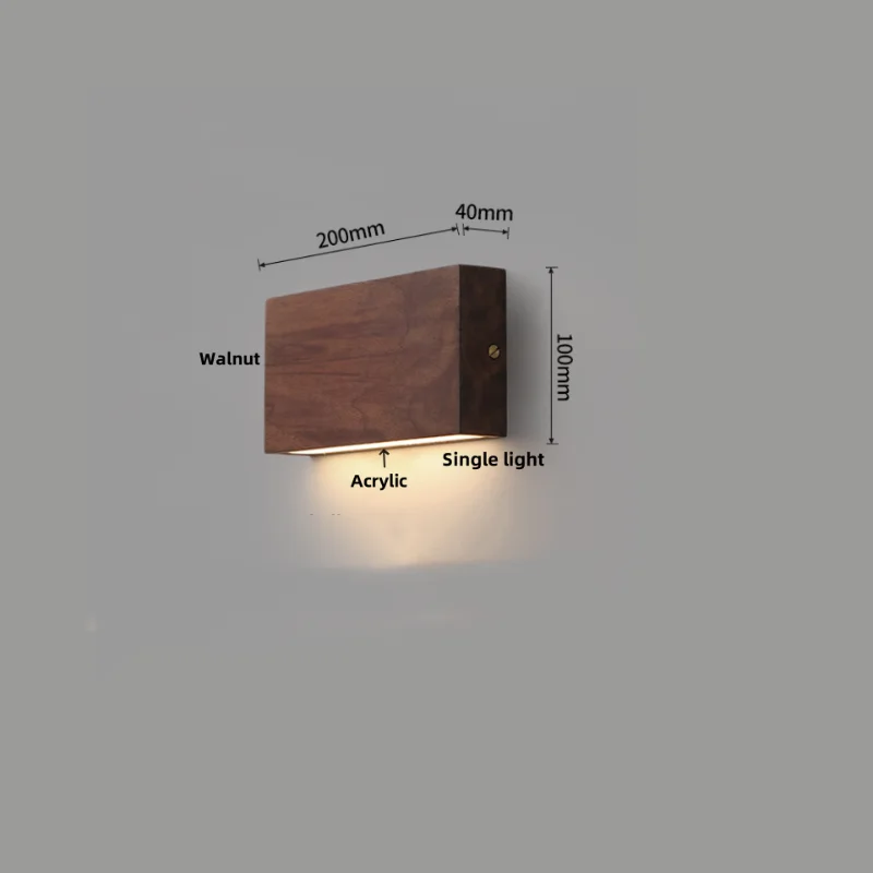 Walnut Wood LED Wall Sconce Indoor Light for Bedroom Living Room Restaurant