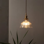 Afralia™ Vintage Flower LED Glass Brass Pendant Lighting