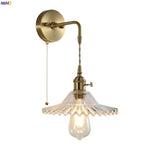 Brass Glass LED Wall Sconce Light for Living Room, Bedroom, Bathroom