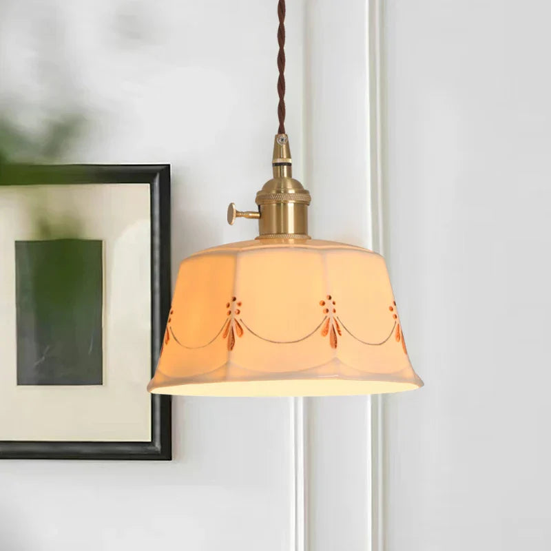 Ceramic LED Pendant Lights: Japanese Style for Living Room, Bedroom, Dining Room