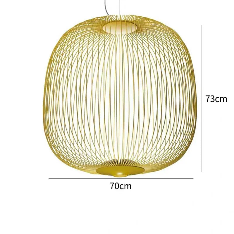 Spokes Pendant: Minimalist Birdcage Hanging Light for Villa, Lobby, Staircase & Home Decor