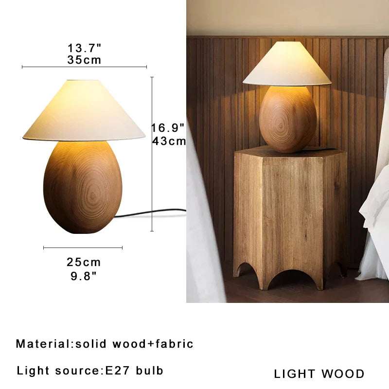Wooden Mushroom Desk Lamp Black Engraved Table Light for Office Décor